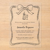 Crème handgetekende boog prosecco helder Vrijgezel Acryl Uitnodigingen (Voorkant)