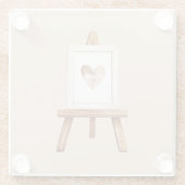 Crème Hart Kunst Liefde Glazen Onderzetter (Achterkant)