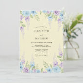 Crème Hemelse Wisteria Bruiloft Kaart (Staand voorkant)