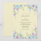 Crème Hemelse Wisteria Bruiloft Kaart (Voorkant / Achterkant)