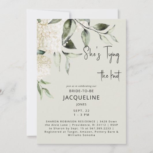 Crème Het binden van de Knot Hydrangeas Vrijgezell Kaart (Voorkant)