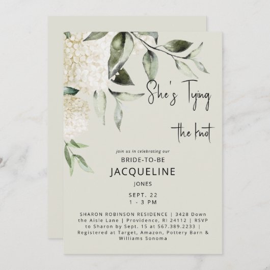 Crème Het binden van de Knot Hydrangeas Vrijgezell Kaart (Voorkant / Achterkant)