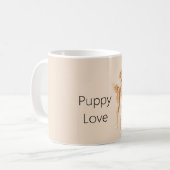 Crème Hond Puppy Liefde Koffiemok (Voorkant links)
