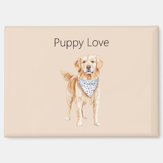 Crème Hond Puppy Liefde Magneet (Voorkant)