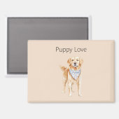 Crème Hond Puppy Liefde Magneet (Voorkant / Achterkant)