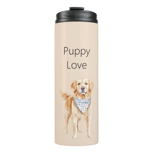 Crème Hond Puppy Liefde Thermosbeker (Voorkant)