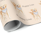 Crème Hond Puppy Love Cadeaupapier (Rol Hoek)