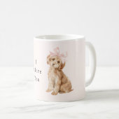 Crème Hond Roze Boog Aanbidden Koffiemok (Voorkant rechts)