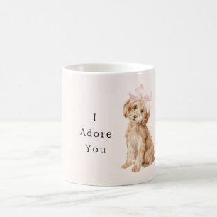 Crème Hond Roze Boog Aanbidden Koffiemok