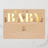 Crème Honing Beer Baby Shower Uitnodiging (Voorkant)