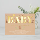 Crème Honing Beer Baby Shower Uitnodiging (Staand Voorkant)