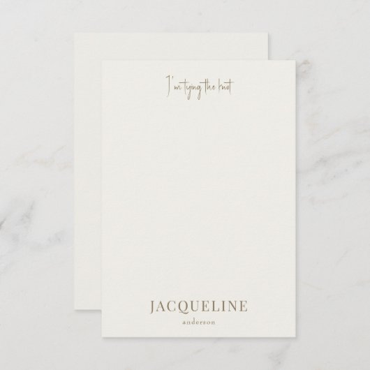 Crème Ik bind de Knoop Douche Bedankkaart (Voorkant / Achterkant)