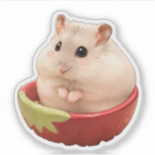 Crème in een aardbei cup sticker (Voorkant)