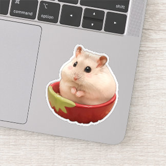 Crème in een aardbei cup sticker