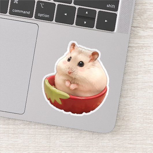 Crème in een aardbei cup sticker (Detail)
