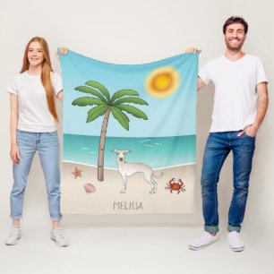 Crème Italiaanse Greyhound bij tropisch zomerstran Fleece Deken