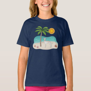Crème Italiaanse Greyhound bij tropisch zomerstran T-shirt