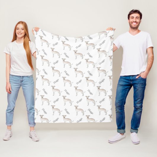 Crème Italiaanse Greyhound-hondenpatroon en huisdi Fleece Deken (In situ)