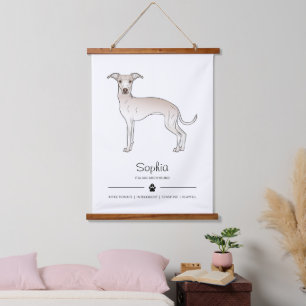 Crème Italiaanse Greyhound Met Een Poot En Aangepa Hangend Wandkleed