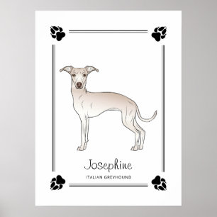 Crème Italiaanse Greyhound Met Pooten En Aangepast Poster