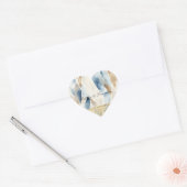 Crème ivoor blauw abstract strand goud glans hart sticker (Envelop)