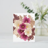 Crème Ivoor en Bourgondische bloemen op een  verle Briefkaart (Staand voorkant)