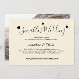 Crème ivoor Kleinere Trouwfoto Downsize Trouwen Aankondiging