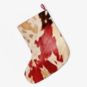 Crème Ivoor Rood Western Koeienhuid Kerstnaam Grote Kerstsok (Achterkant (Hangend))