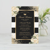 Crème Ivoor Roos Zwart Goud Sweet Sixteen Birthday Kaart (Staand voorkant)