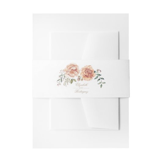 Crème Ivoor Waterverf Flower Elegant Boho Wedding Uitnodigingen Wikkel (Voorkant Voorbeeld)