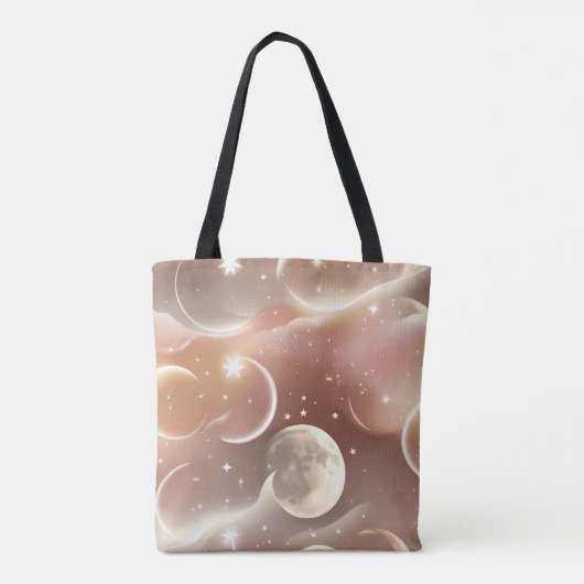 Crème Ivoorkleurige Perzik Maan Zachte Gloed Tote Bag (Achterkant)