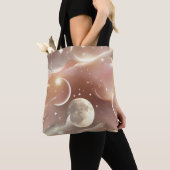 Crème Ivoorkleurige Perzik Maan Zachte Gloed Tote Bag (Dichtbij)