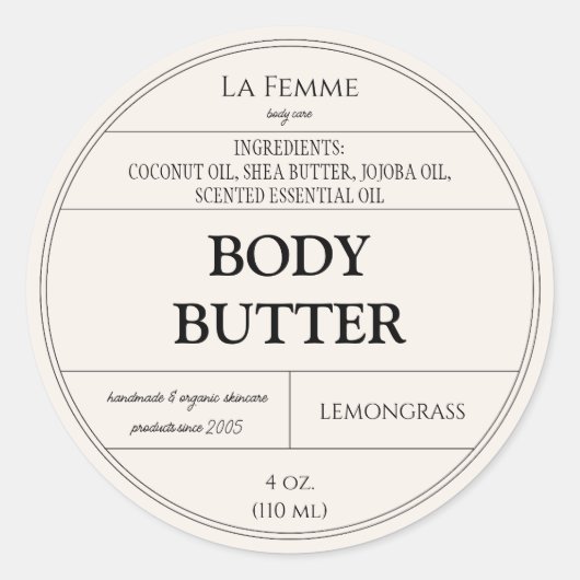 Crème Ivory White Minimal Cosmetic Product Label (Voorkant)
