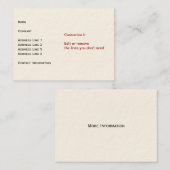 Crème-kaart Visitekaartje (Voorkant / Achterkant)