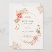 Crème kalme bloemen elegant kaart (Voorkant)