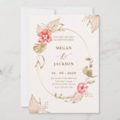 Crème kalme bloemen elegante bruiloft kaart (Voorkant)