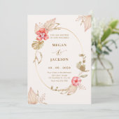 Crème kalme bloemen elegante bruiloft kaart (Staand voorkant)