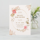 Crème kalme bloemige elegante baby shower kaart (Staand voorkant)