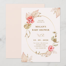 Crème kalme bloemige elegante baby shower kaart