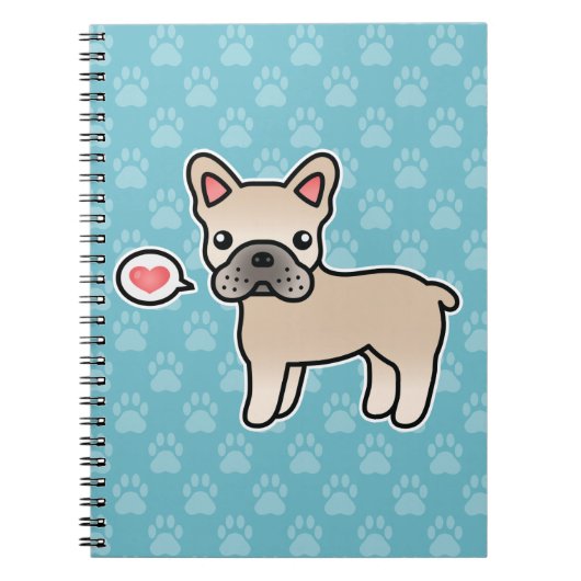 Crème Karton Franse Bulldog Liefde Notitieboek (Voorkant)
