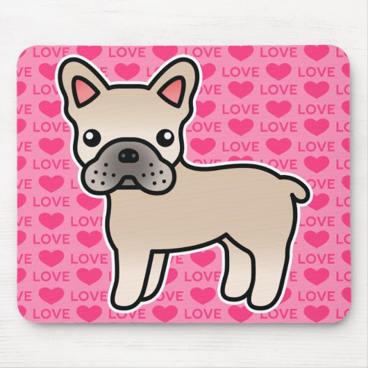 Crème Karton Franse Bulldog Muismat (Voorkant)