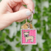 Crème Karton Franse Bulldog Sleutelhanger (Hand)