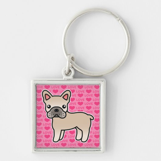 Crème Karton Franse Bulldog Sleutelhanger (Voorkant)