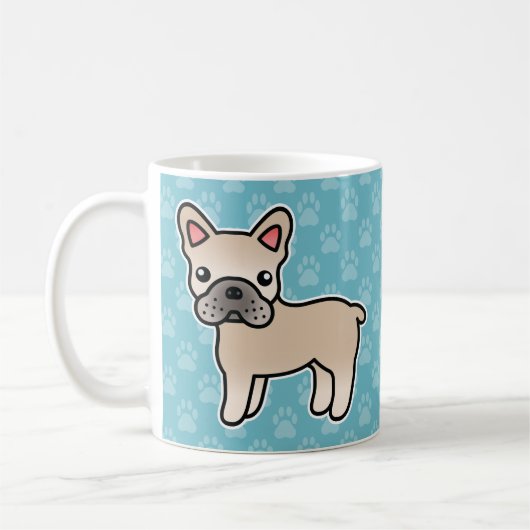 Crème Kartonnen Franse Bulldog Koffiemok (Links)
