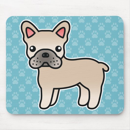 Crème Kartonnen Franse Bulldog Muismat (Voorkant)