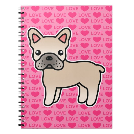 Crème Kartonnen Franse Bulldog Notitieboek (Voorkant)