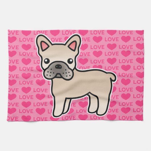 Crème Kartonnen Franse Bulldog Theedoek (Horizontaal)