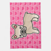Crème Kartonnen Franse Bulldog Theedoek (Verticaal)