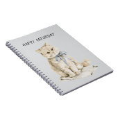 Crème Kat Blauwe Strik Caturday Notitieboek (Rechterzijde)