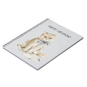Crème Kat Blauwe Strik Caturday Notitieboek (Linkerzijde)